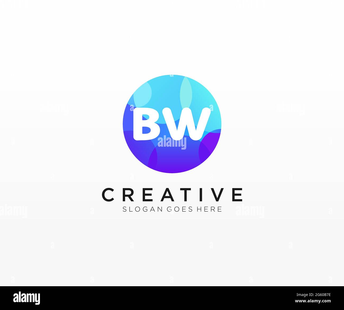 BW-Initiallogo mit farbenfroher Circle-Vorlage Stock Vektor