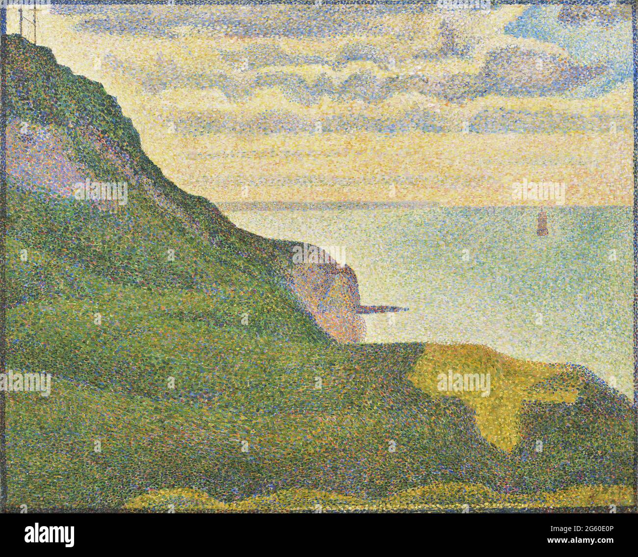 Kunstwerk von Georges Seurat mit dem Titel Seascape at Port en Basin, Normandie. Stockfoto
