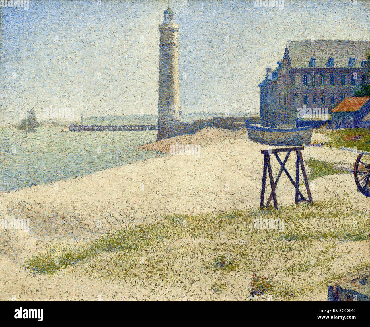 Georges Seurat Kunstwerk mit dem Titel The Lighthouse at Honfleur. Stockfoto