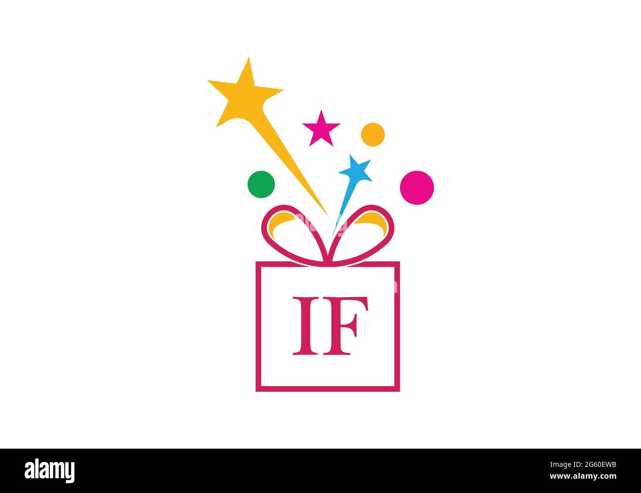 Geschenkbox, Geschenkboutique Buchstabe Alphabet I F Logo Symbol für Luxus-Markendesign für Hochzeitseinladungen, Grußkarte, Logo und anderes Design. Stock Vektor