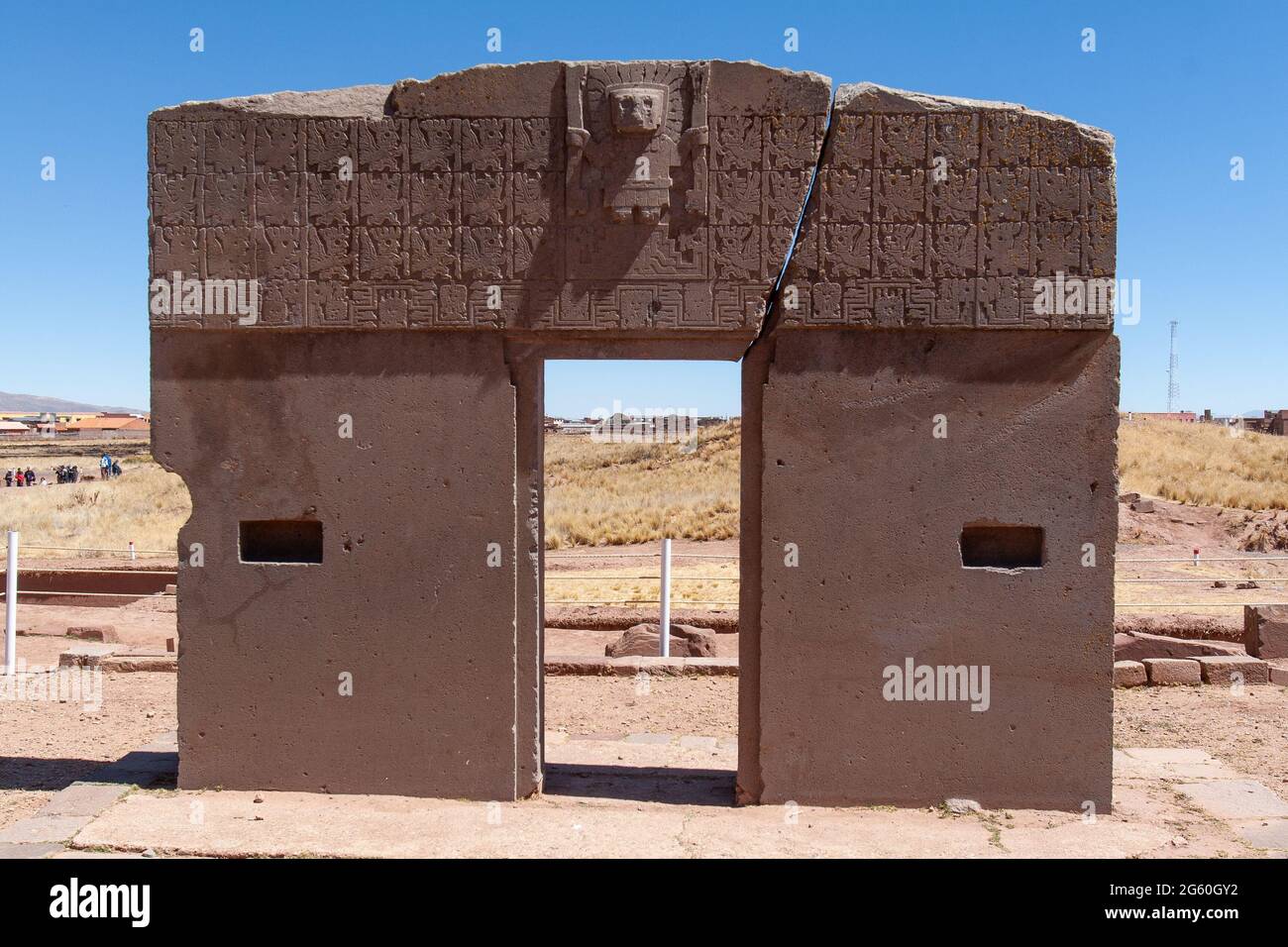 Tiwanaku, Bolivien - august 2009 - Tempel von kalasasaya Stockfoto