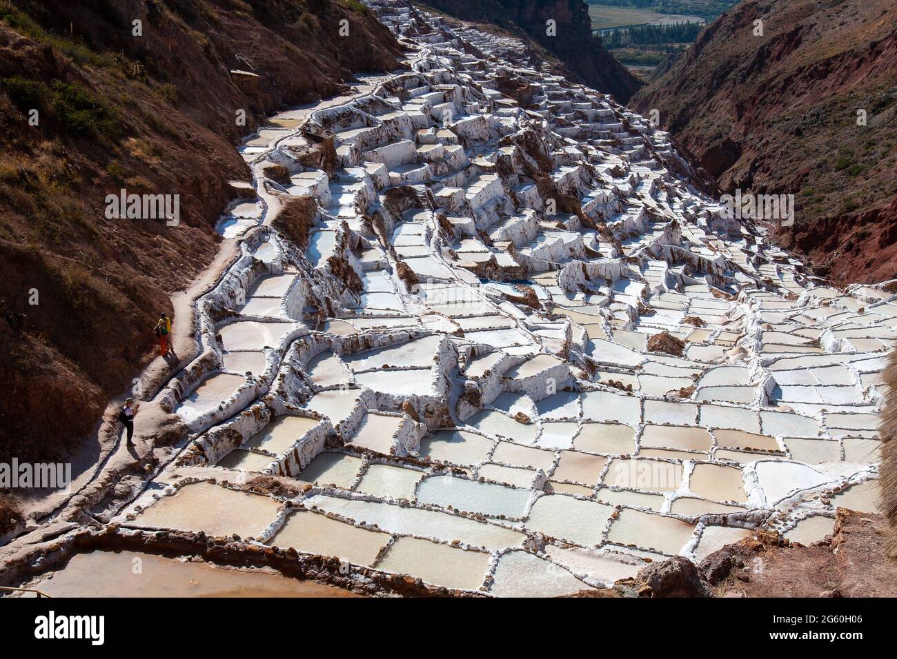 Salzterrassen von Maras Peru im august 2009 Stockfoto