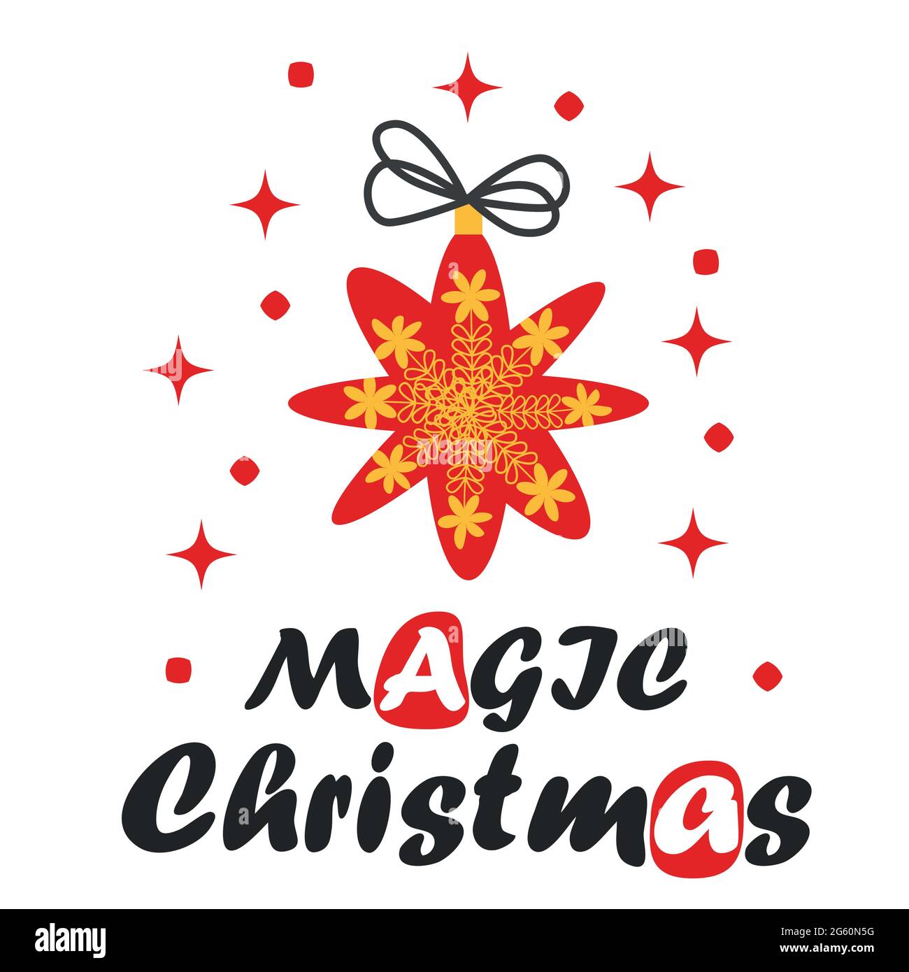 Weihnachten und ein glückliches neues Jahr Illustration. Trendiger Retro-Stil, Designvorlage. Stock Vektor