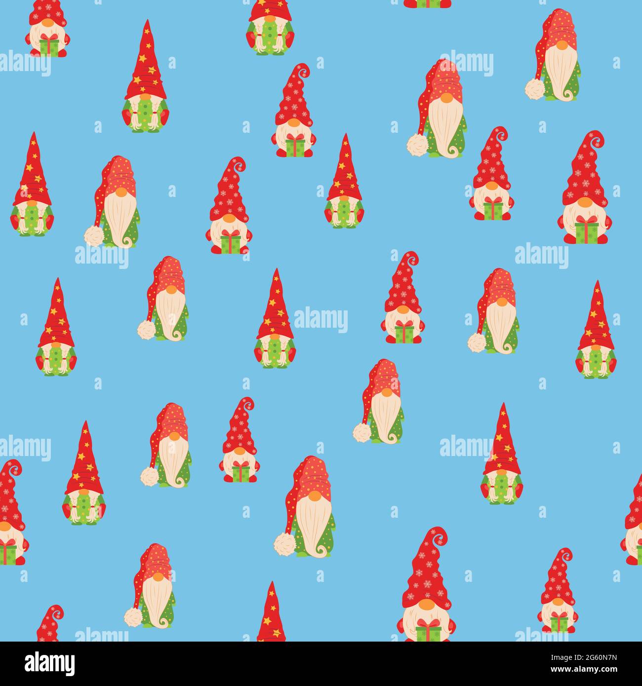Weihnachtliches Nahtmuster mit Zwergen. Skandinavische Weihnachten Stock Vektor