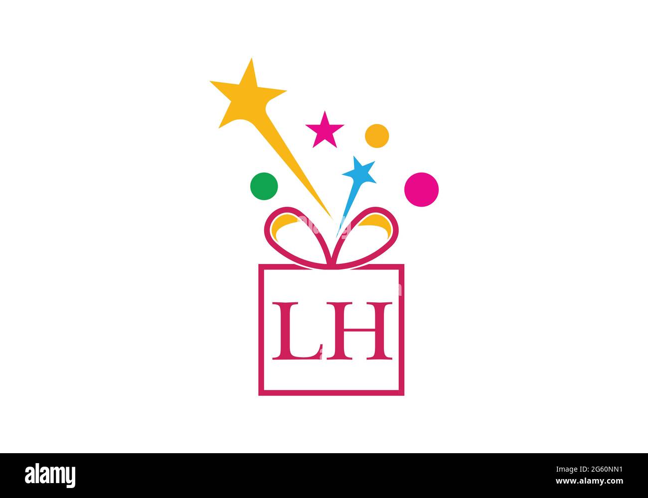 Geschenkbox, Geschenkboutique Buchstabe Alphabet L H Logo Symbol für Luxus-Markendesign für Hochzeitseinladungen, Grußkarte, Logo und anderes Design. Stock Vektor