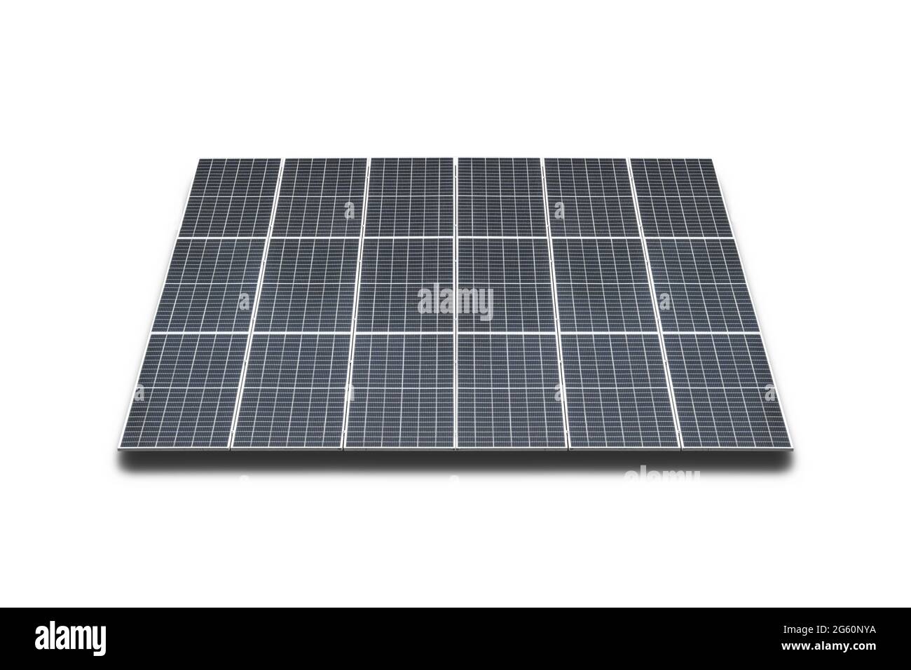 Sonnenkollektoren isoliert auf weißem Hintergrund Stockfoto