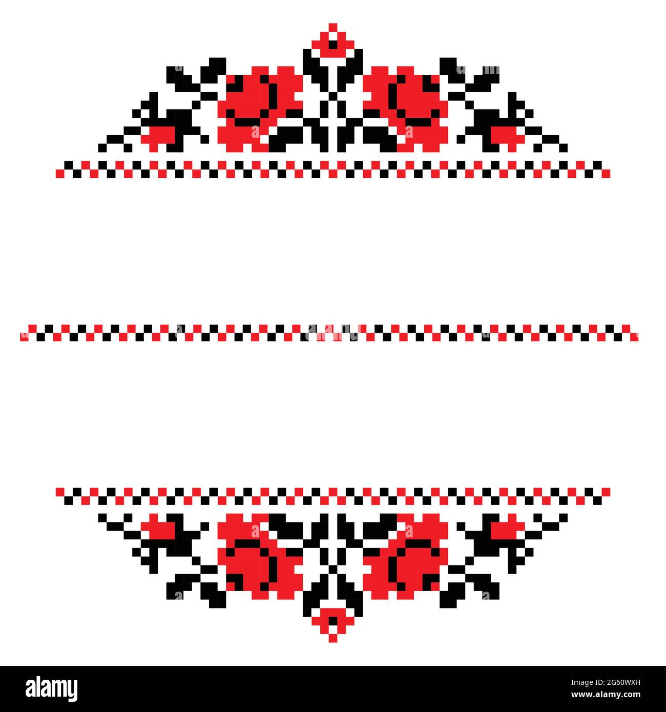 Vektor-Illustration von runden Vorlage für Ihr Logo mit ukrainischen nationalen Ornament Dekoration. Traditionelle schwarze und rote ukrainische Stickerei auf Whi Stock Vektor