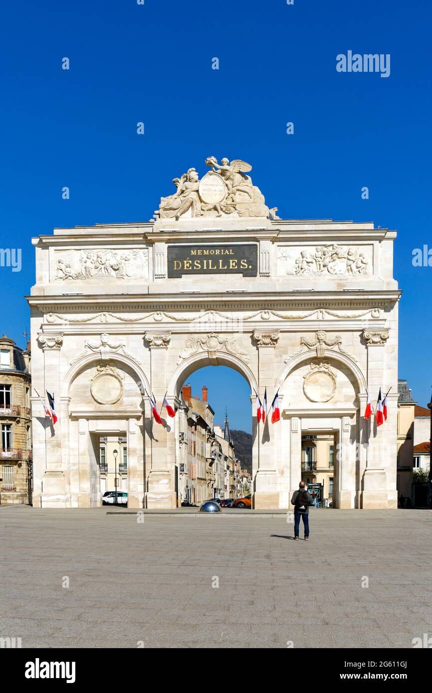 Frankreich, Meurthe et Moselle, Nancy, Porte Desilles Desilles (Tor) auch genannt Desilles war Memorial ist ein triumphbogen auf der westlichen Seite der Altstadt entfernt. Es ist die älteste Kriegerdenkmal von Frankreich (1782-1784) in Erinnerung an die Bewohner von Nancy, die während des Krieges der Unabhängigkeit in Amerika in der Schlacht von Yorktown starb. Architekt Didier François Joseph Melin Stockfoto