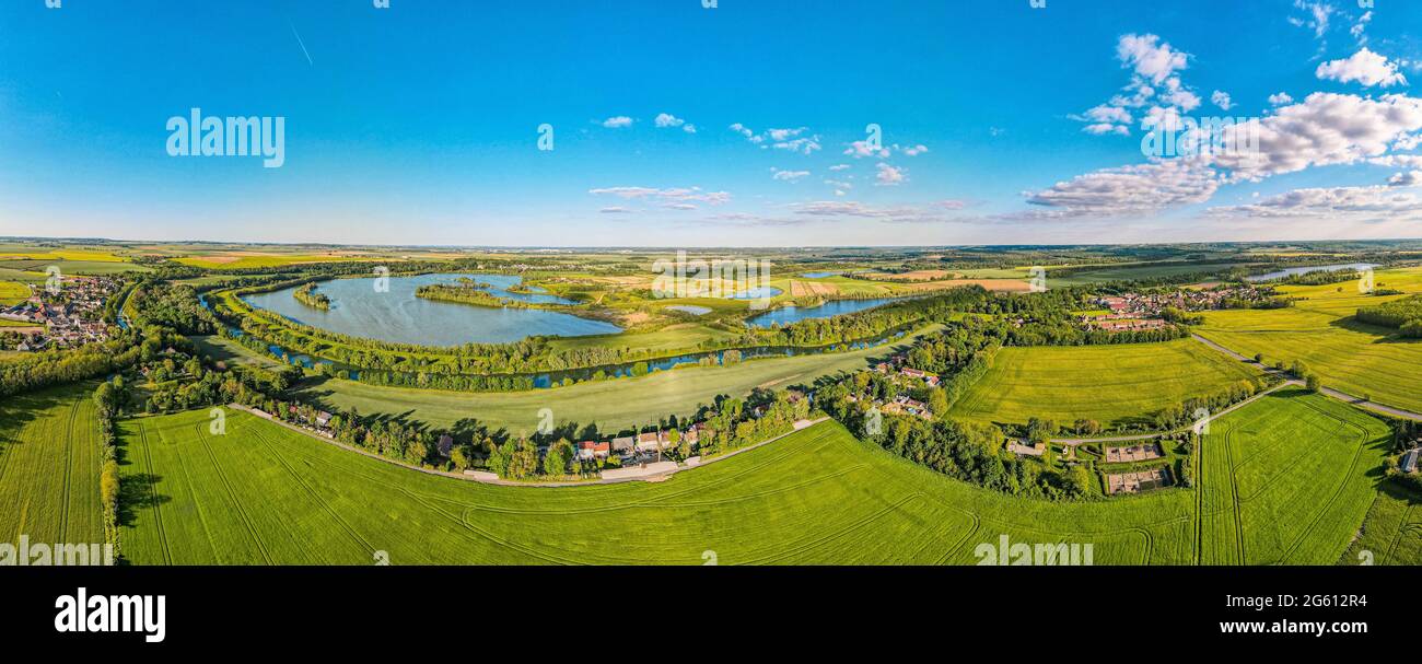 Frankreich, seine et Marne, Charmentray, die Schleifen der Marne, Natura 2000 Reserve (Luftaufnahme) Stockfoto