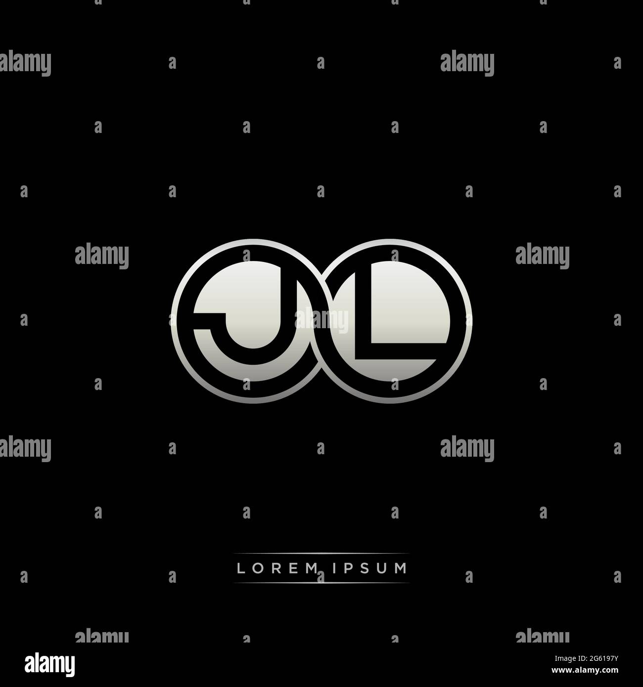 Anfangsbuchstabe verbunden Kreis Kapital Monogramm Logo moderne Vorlage Gold Farbe Version auf schwarzem Hintergrund isoliert Stock Vektor