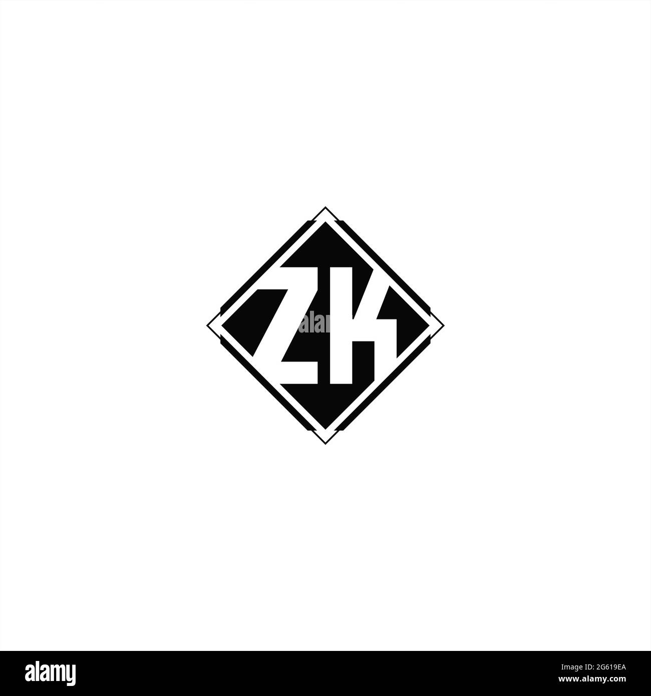 Monogram-Logo-Design mit quadratischer Rautenform isoliert auf schwarzem Hintergrund und weißem Hintergrund Stock Vektor