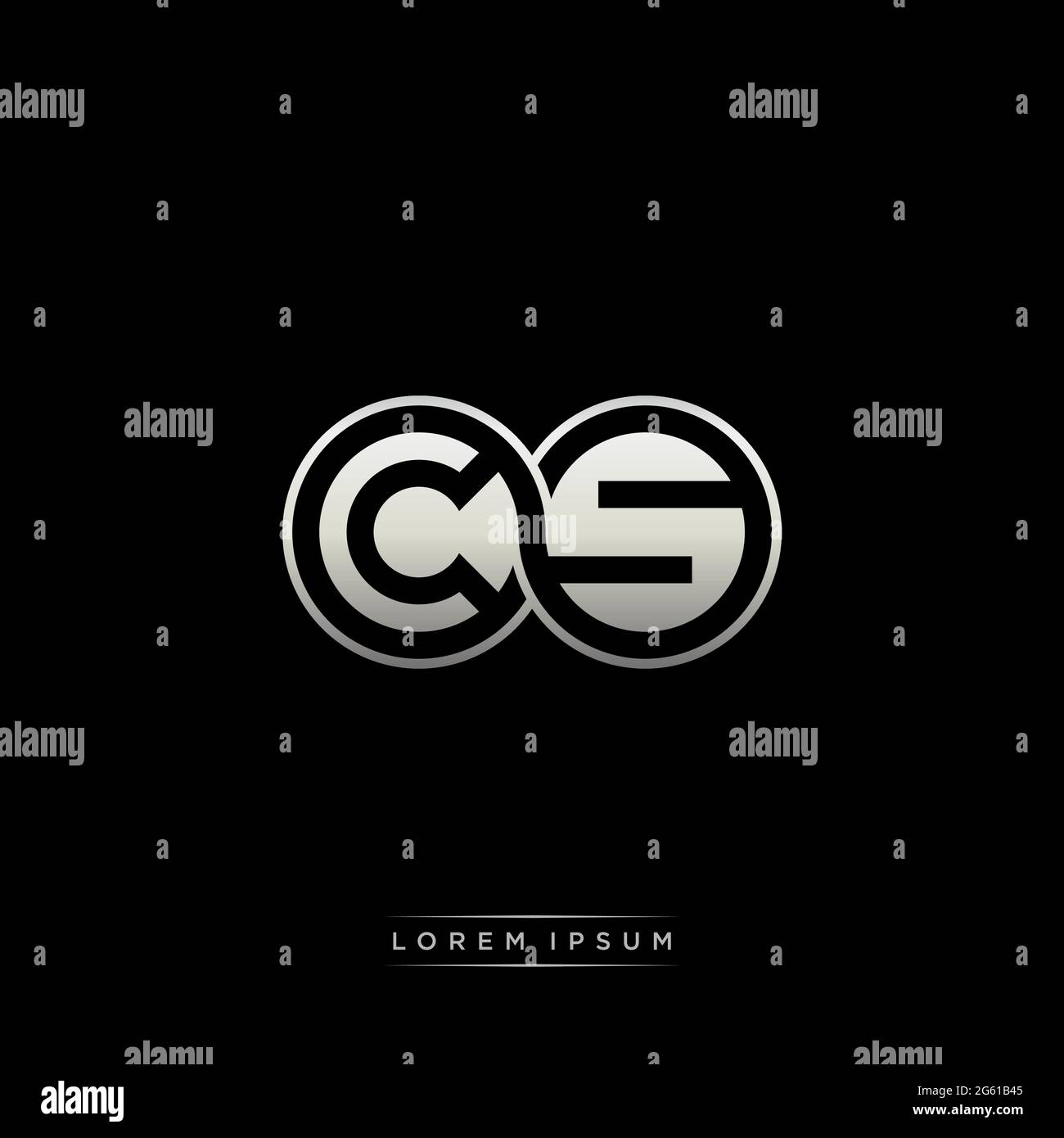 Anfangsbuchstabe verbunden Kreis Kapital Monogramm Logo moderne Vorlage Gold Farbe Version auf schwarzem Hintergrund isoliert Stock Vektor