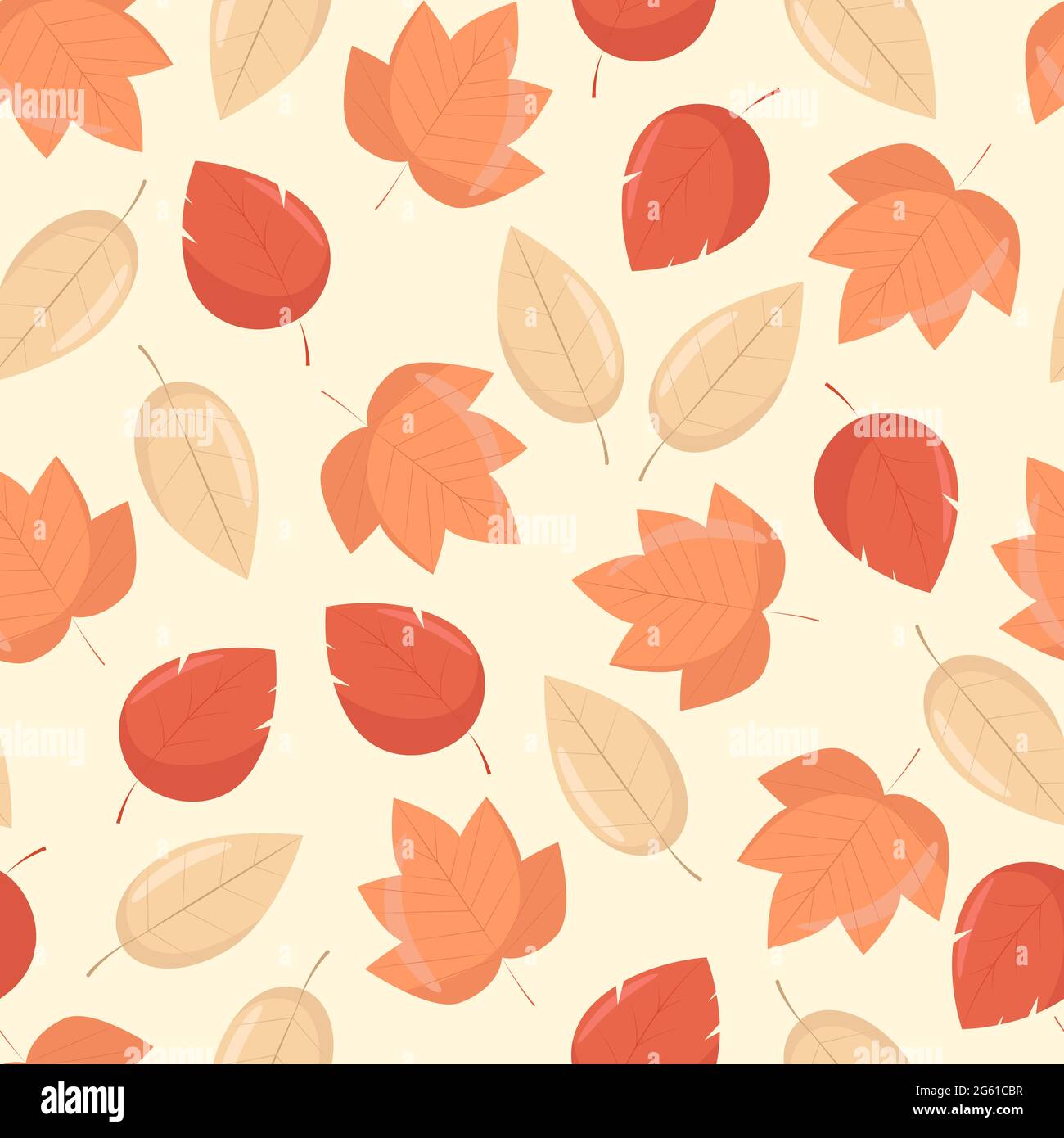 Gelb und orange Herbst Blätter nahtlose Muster, Vektor-Hintergrund in flachem Stil Stock Vektor