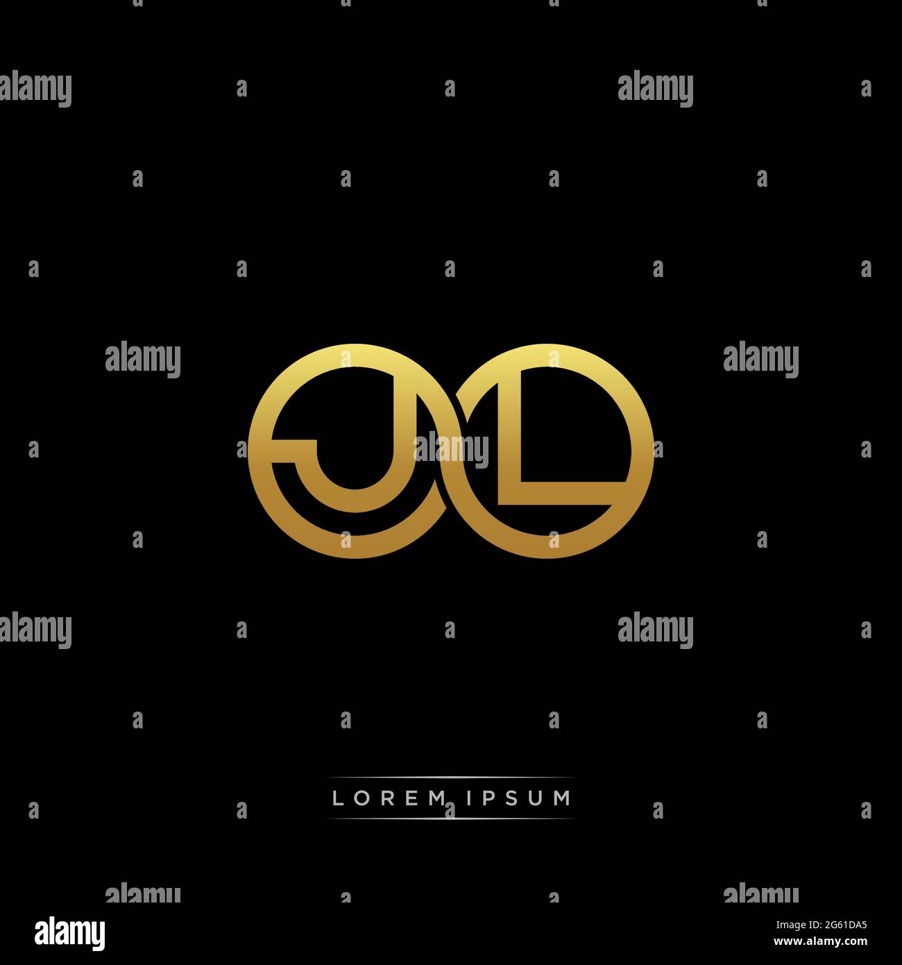 Anfangsbuchstabe verbunden Kreis Kapital Monogramm Logo moderne Vorlage Gold Farbe Version auf schwarzem Hintergrund isoliert Stock Vektor