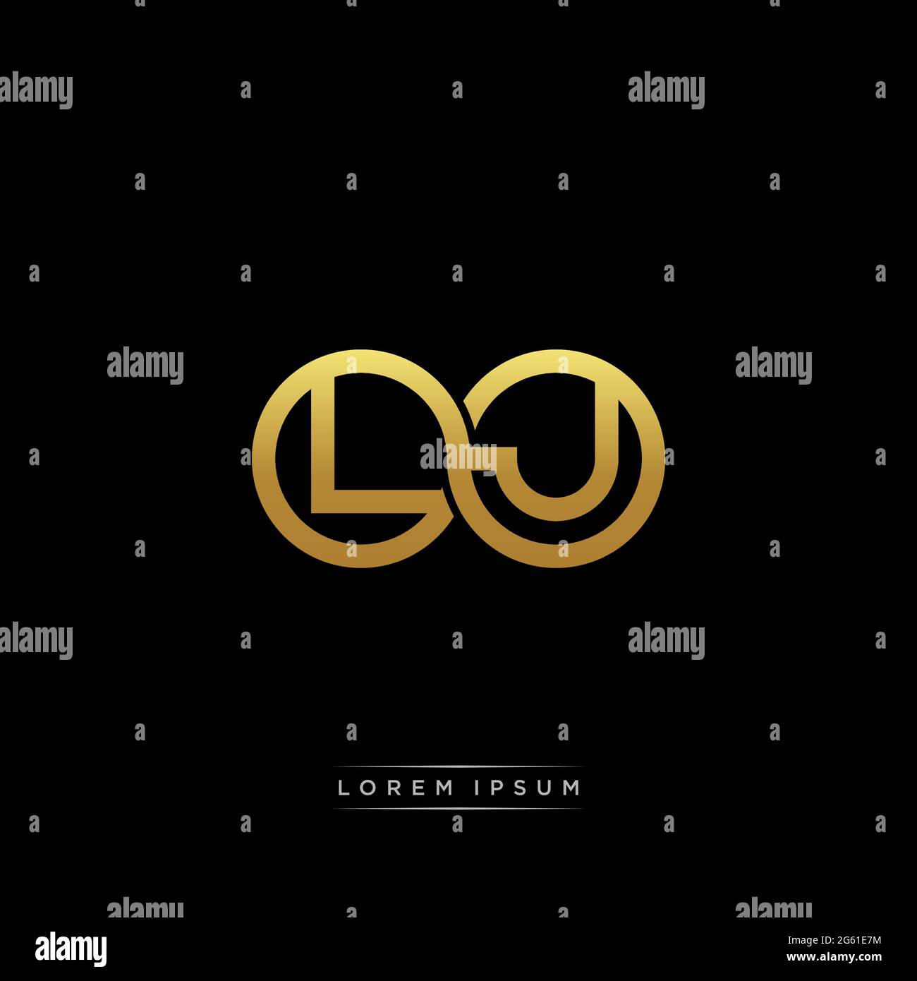 Anfangsbuchstabe verbunden Kreis Kapital Monogramm Logo moderne Vorlage Gold Farbe Version auf schwarzem Hintergrund isoliert Stock Vektor