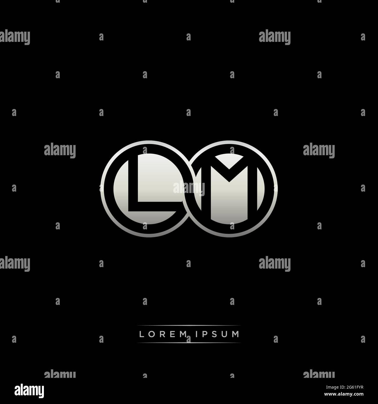 Anfangsbuchstabe verbunden Kreis Kapital Monogramm Logo moderne Vorlage Gold Farbe Version auf schwarzem Hintergrund isoliert Stock Vektor