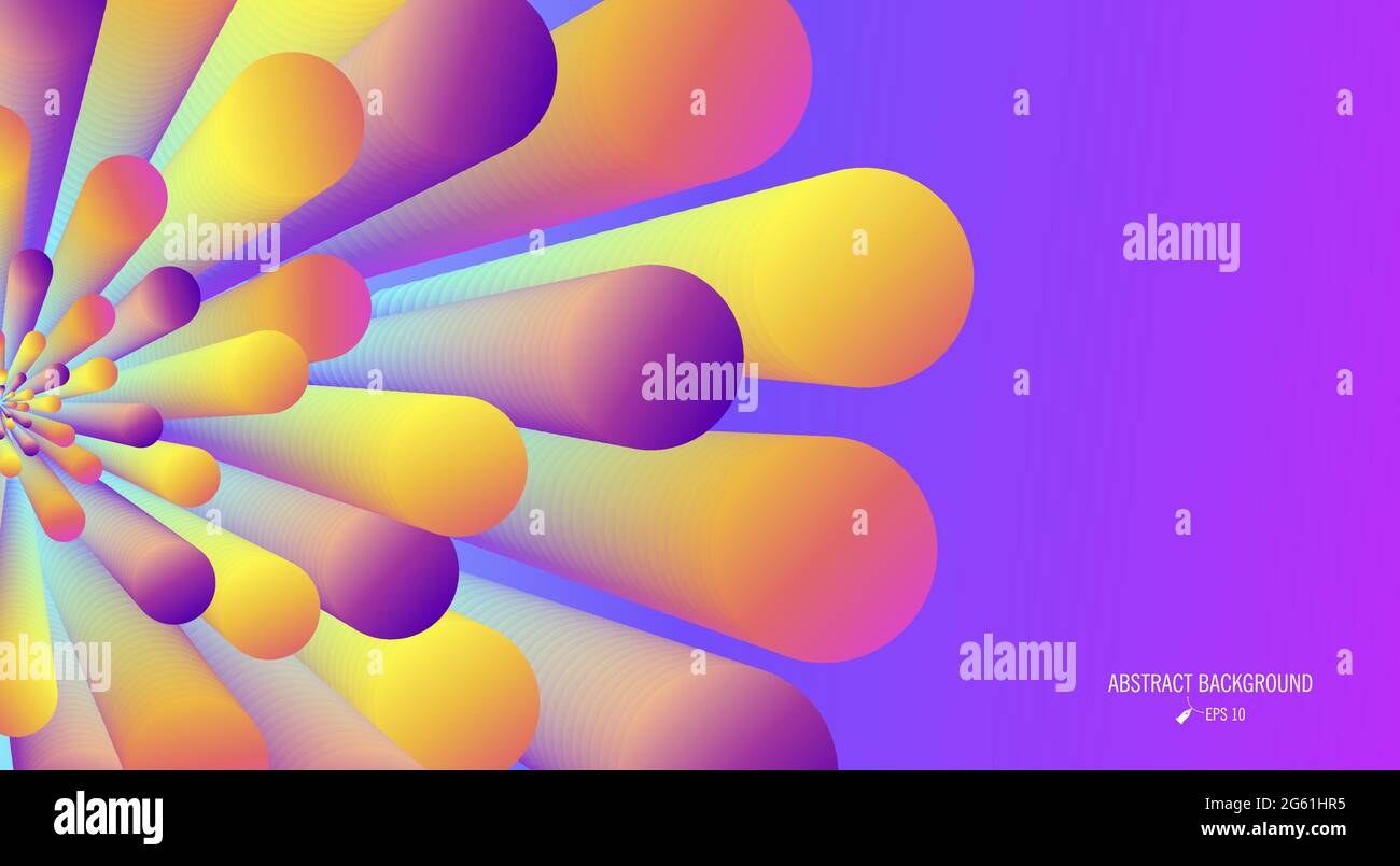 Abstrakter Hintergrund mit hellen bunten 3d-Burst-Illustration, Kunststoff-Grafik Explosion aus der Mitte auf Gradienten Hintergrund Stock Vektor