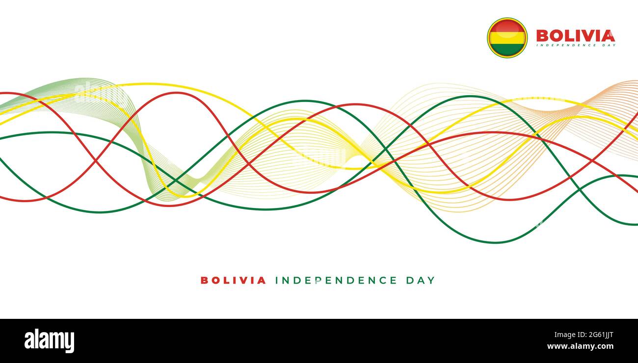 Bolivia Independence Day mit roten, gelben und grünen Linienfarben Design. Gute Vorlage für Bolivia National Day Design. Stock Vektor