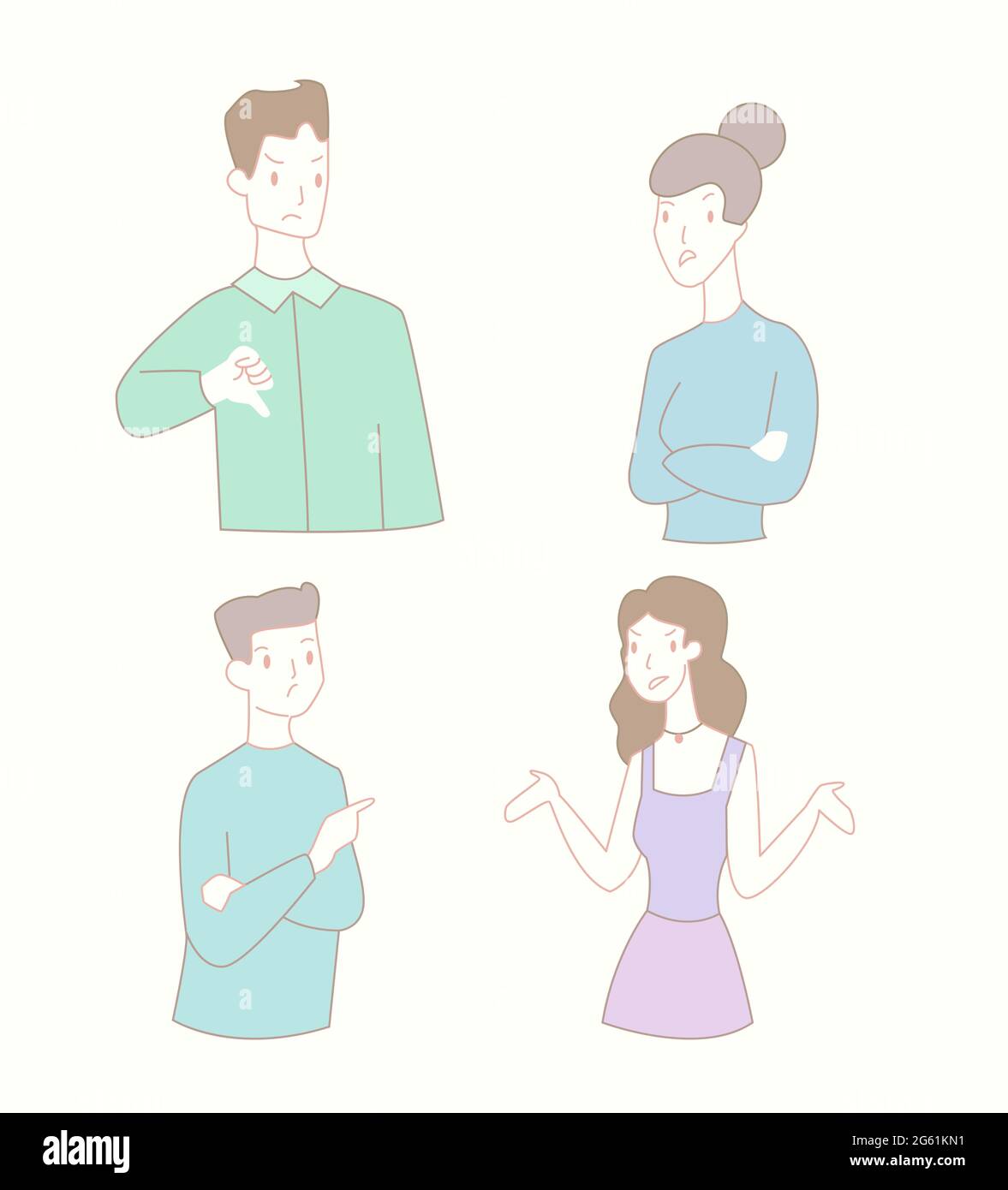 Mann und Frau Beziehungskonflikt flache Vektor-Illustration. Charaktere, Menschen streiten sich über das Konzept Stock Vektor