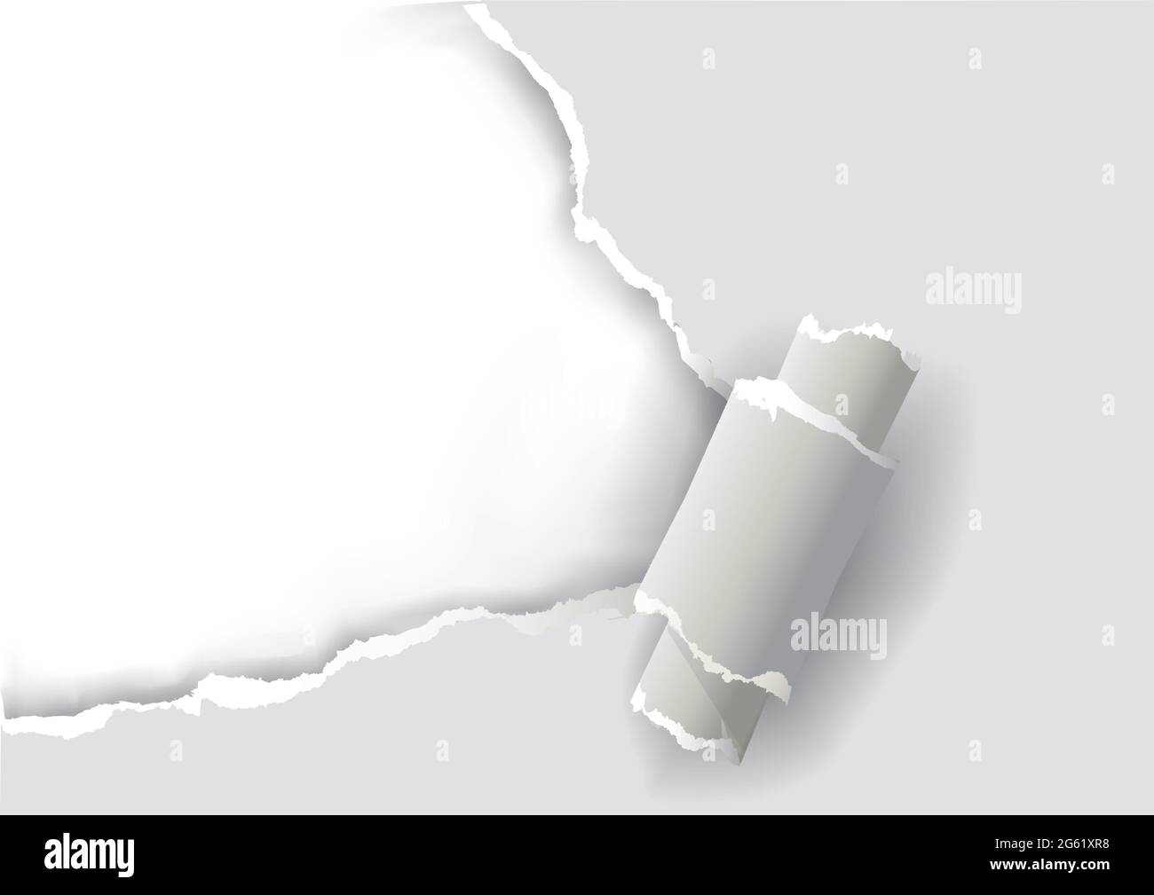 Graues zerrissenes Papier, Bannervorlage. Abbildung eines zerrissenen Papiers mit Platz für Ihr Bild oder Ihren Text. Vektor verfügbar Stock Vektor