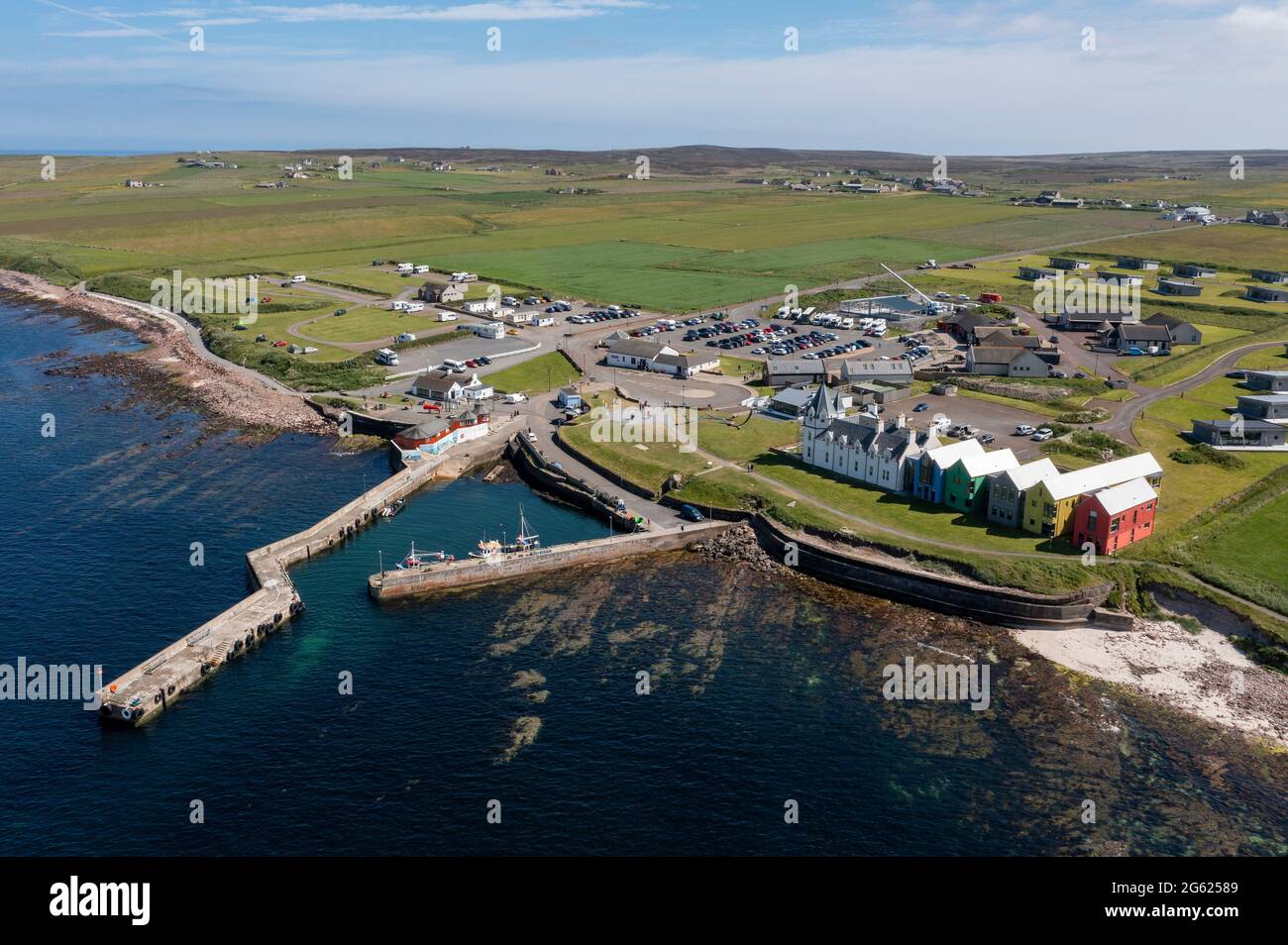 Luftaufnahme von John 'o Groats, Caithness, Schottland, Großbritannien. Stockfoto