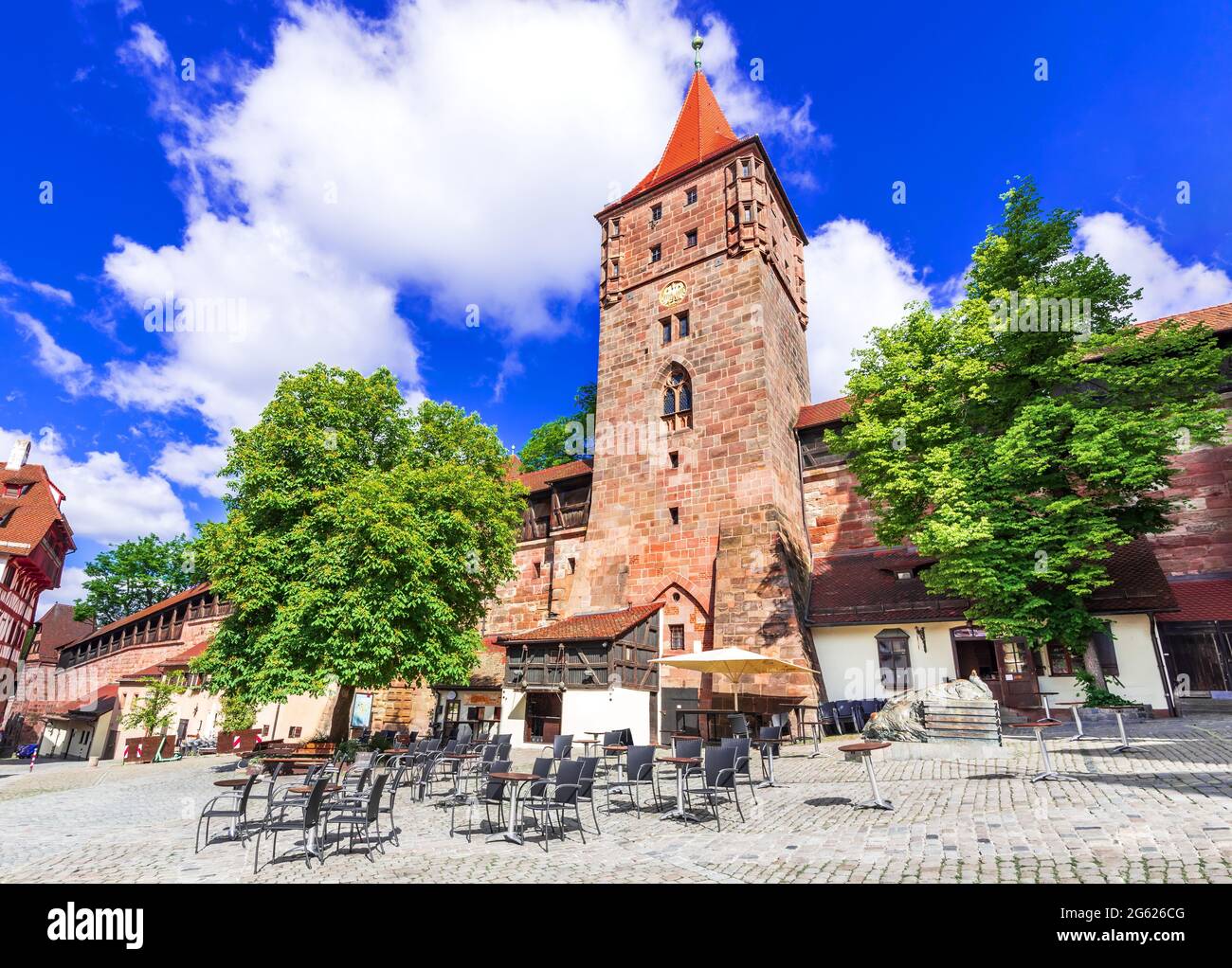 Nürnberg, Deutschland. Blick auf die Kaiserburg und den