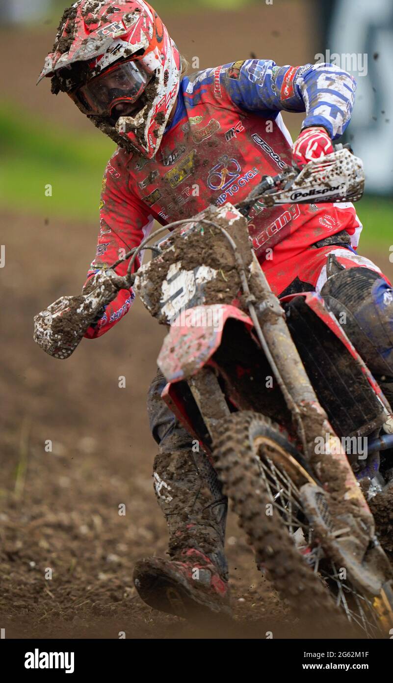 Gianluca Facchetti, (ITA), Honda, Honda Racing Assomotor Team während des MX2-Rennens 1 auf der britischen Etappe der FIM Motocross-Weltmeisterschaft 2021 auf Su Stockfoto