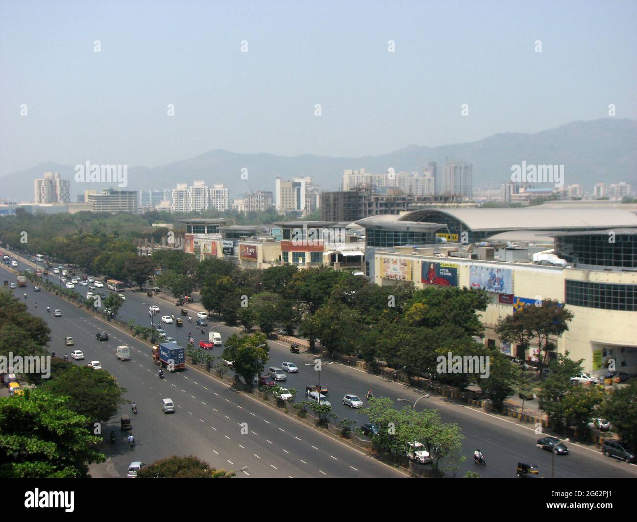 Der Blick auf die neuen Teile der Stadt Mumbai, auch bekannt als Navi Mumbai. Stockfoto