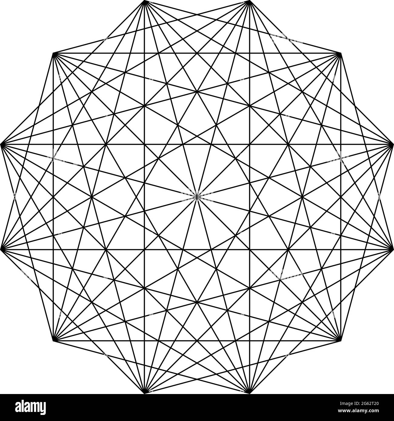 Geometrisches polygone Element mit eingezeichneten Winkeln. Sternform der überschneideten Linien – Vektorgrafik, Clip-Art-Grafiken Stock Vektor