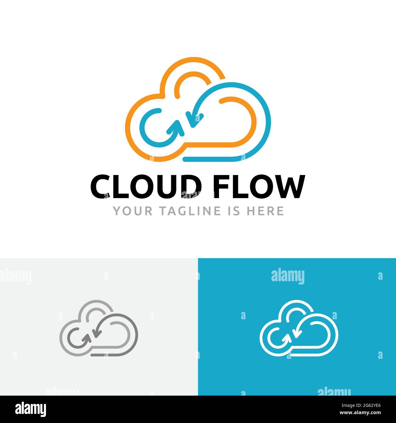 Cloud Flow Arrow Logo Der Internet Data Technology Line Stock Vektor