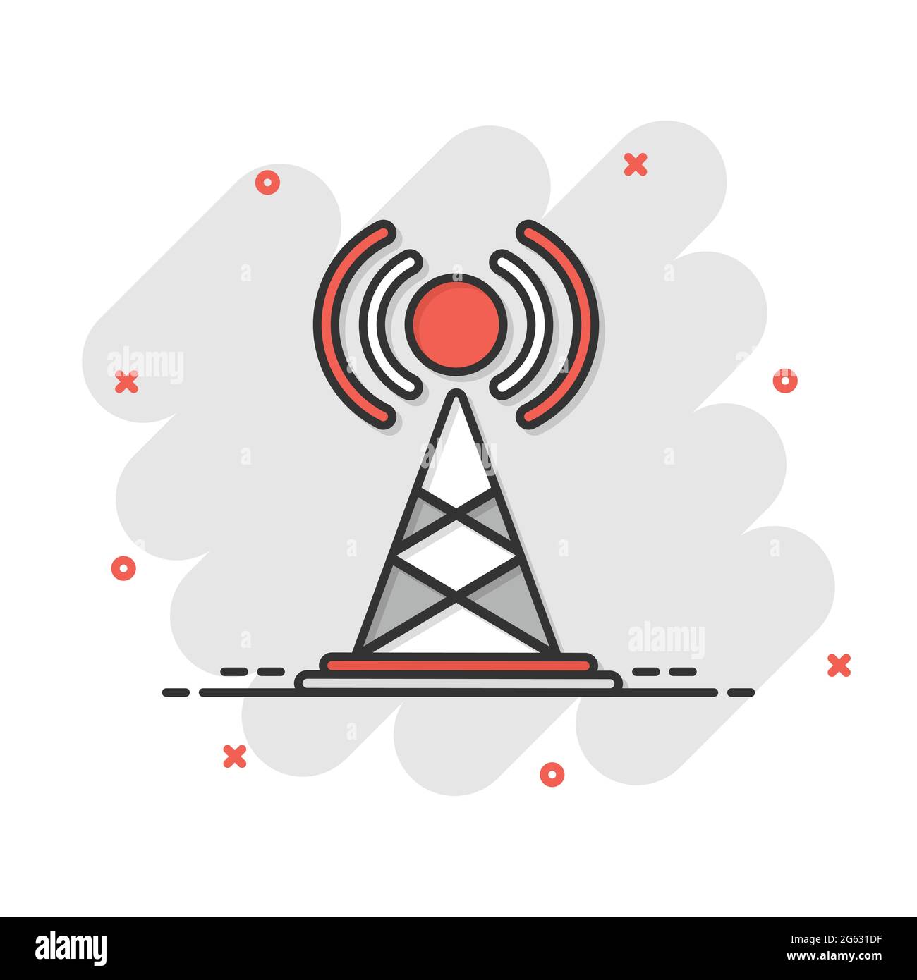 Antenne Funkturm-symbol im flachen Stil. Rundfunk Vector Illustration auf weißem Hintergrund isoliert. Wlan Business Konzept. Stock Vektor