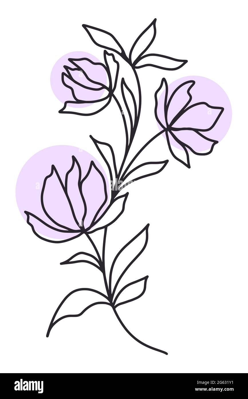 Elegante zarte Blume Linie Kunst, Vektor-Illustration. Stock Vektor