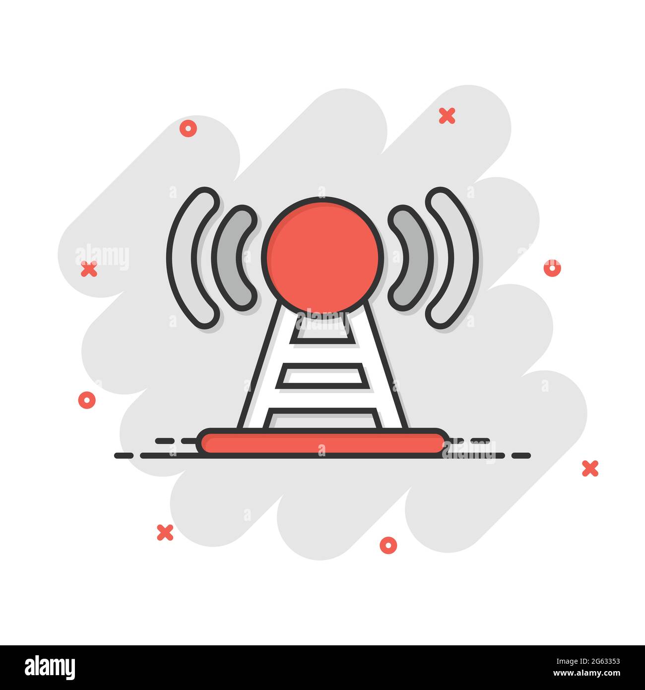 Antenne Funkturm-symbol im flachen Stil. Rundfunk Vector Illustration auf weißem Hintergrund isoliert. Wlan Business Konzept. Stock Vektor