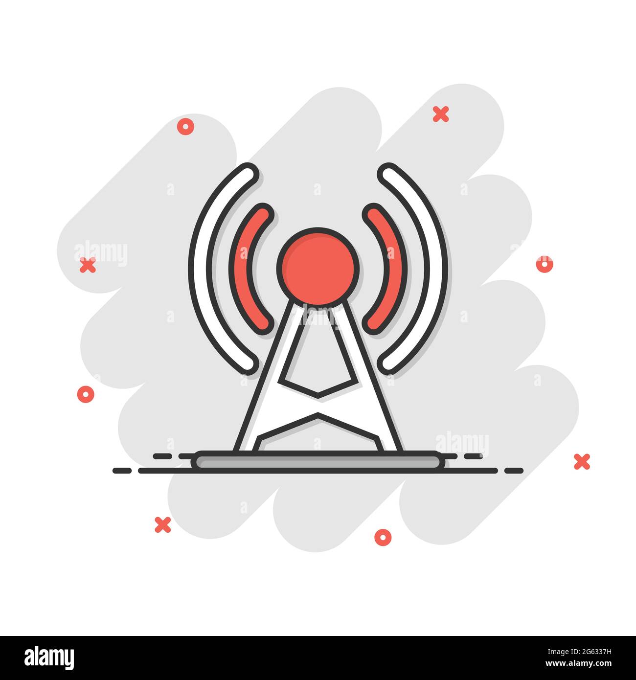 Antenne Funkturm-symbol im flachen Stil. Rundfunk Vector Illustration auf weißem Hintergrund isoliert. Wlan Business Konzept. Stock Vektor