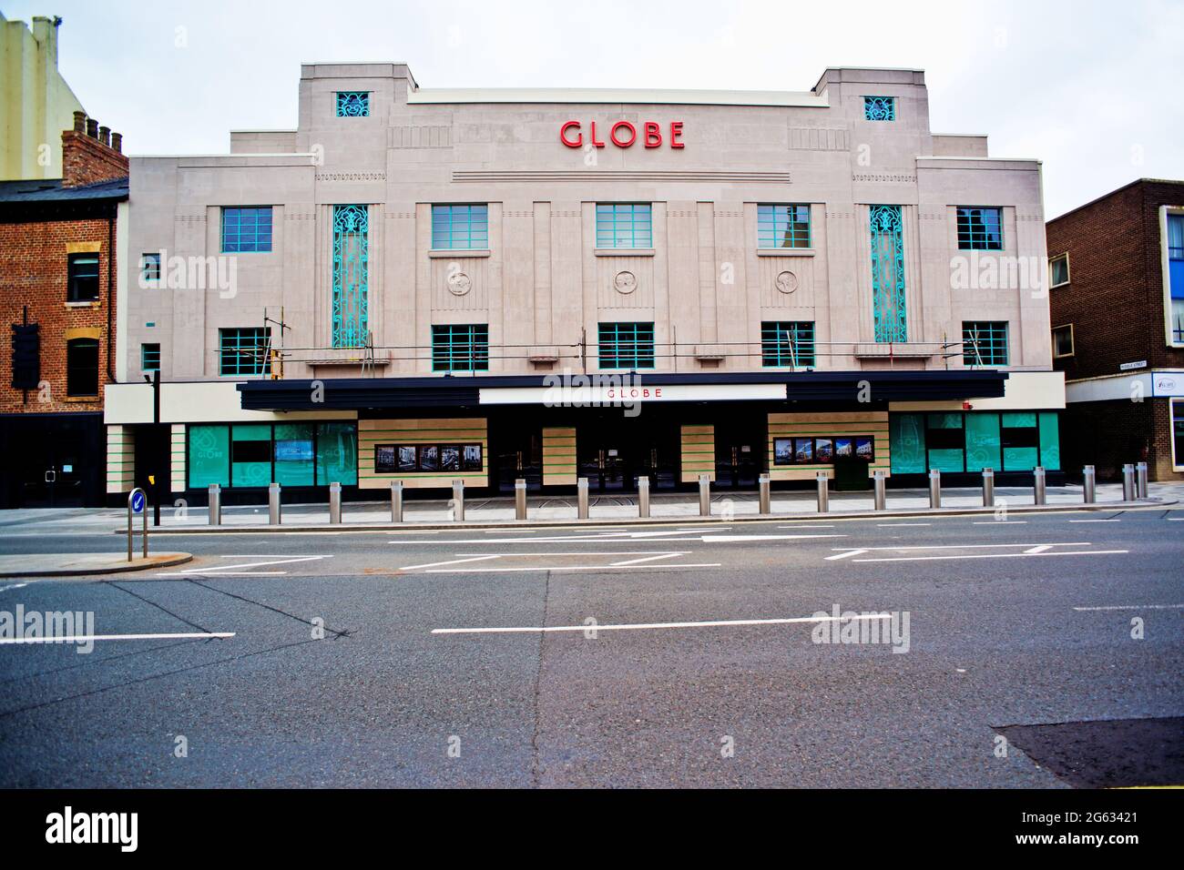 Das renovierte Globe Theatre, Stockton on Tees, The Beatles, spielte hier im Jahr 1963 an dem Tag, an dem JFK in den USA, Cleveland, England, angegriffen wurde Stockfoto