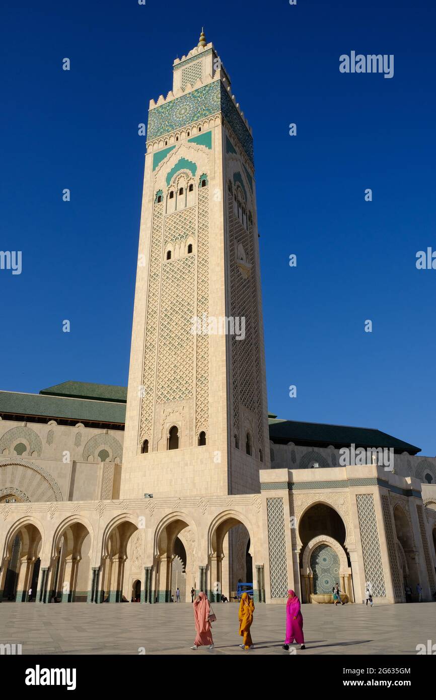 Marokko Casca - Hassan II Moschee Ozeanfront Moschee vertikal Stockfoto