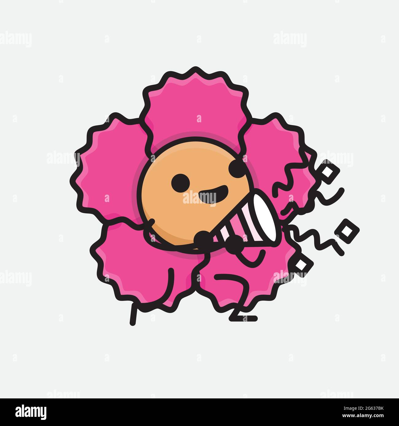 Vektor-Illustration von Blume Charakter mit niedlichem Gesicht, einfache Hände und Bein Linie Kunst auf isolierten Hintergrund. Flache Cartoon Doodle Stil. Stock Vektor