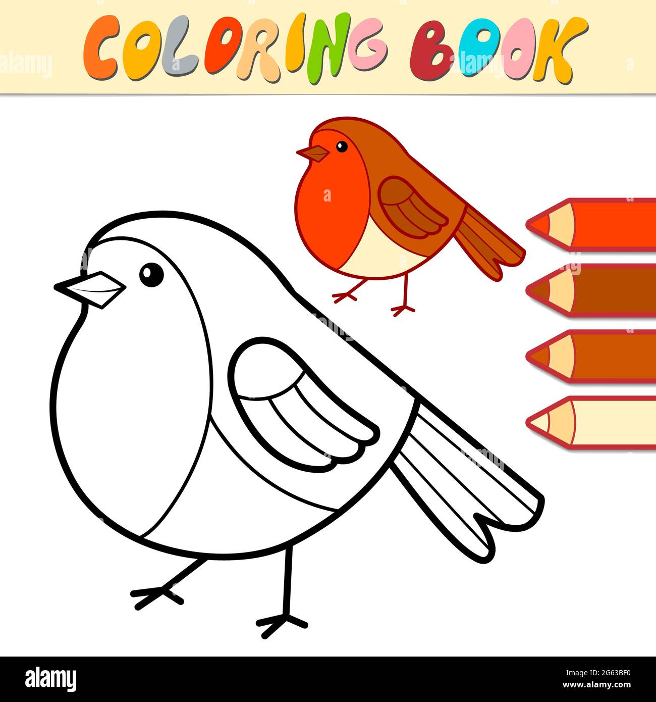 Malbuch oder Seite für Kinder. Weihnachtsvögel schwarz-weiß Illustration Stockfoto