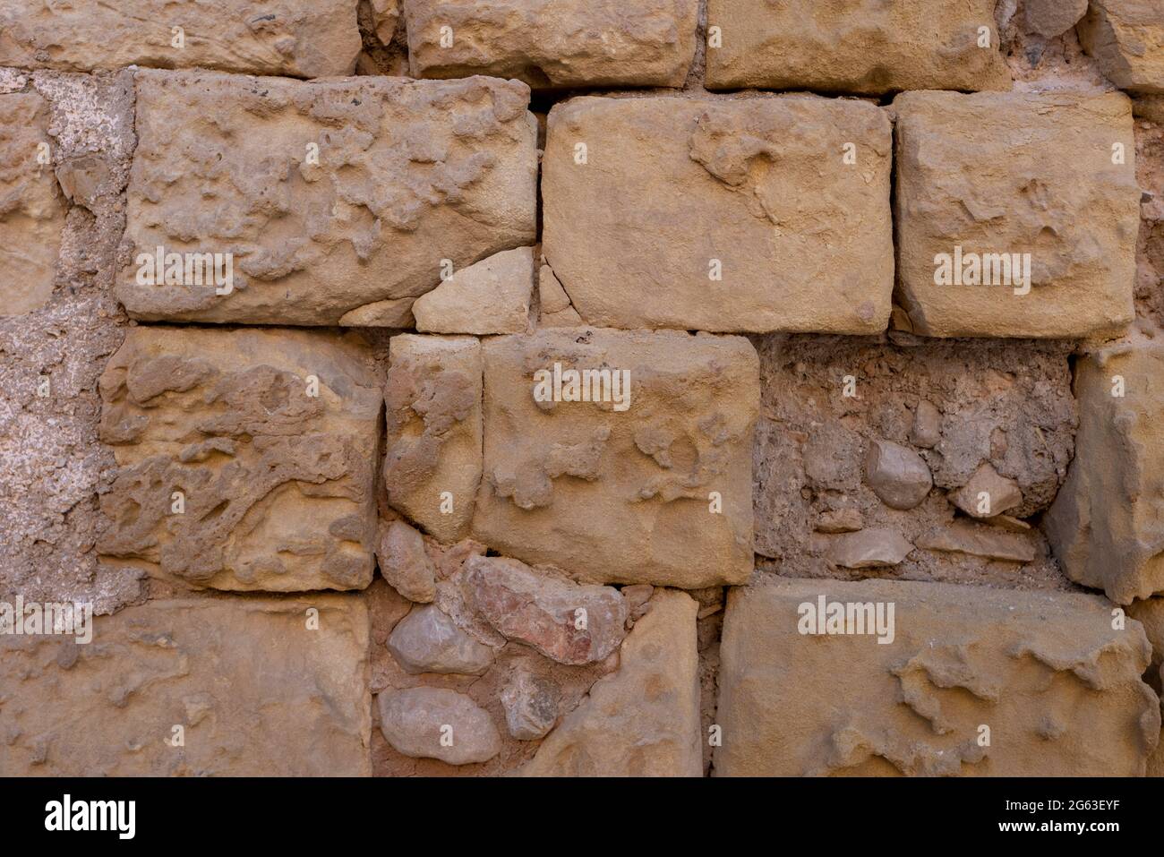 Alte Kalksteinwand Textur, Elche, Spanien Stockfoto