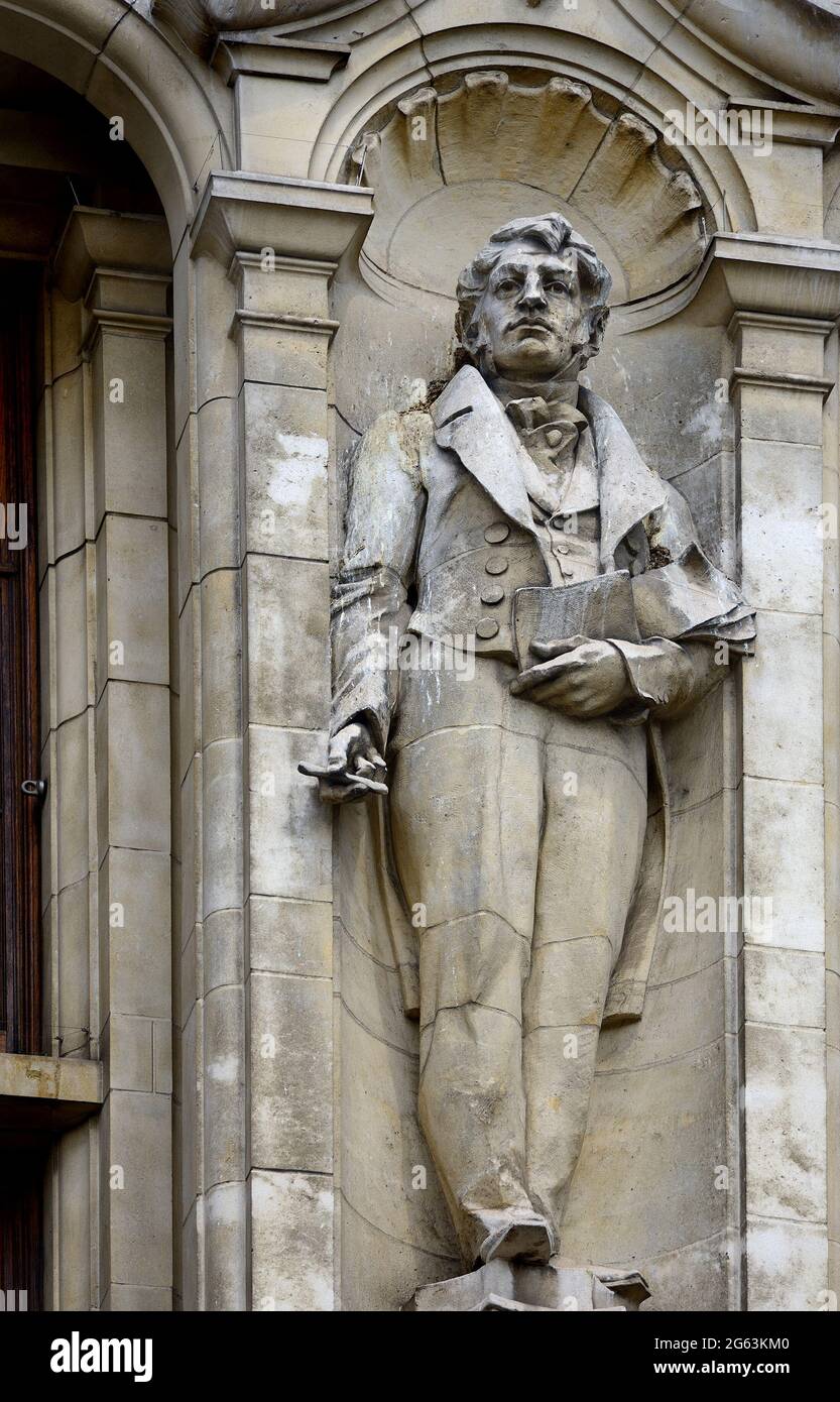 London, England, Großbritannien. Statue von J. W. M. Turner (Maler) von Ernest Gillick, an der Cromwell Road Fassade des Victoria and Albert Museums, Kensington. Stockfoto