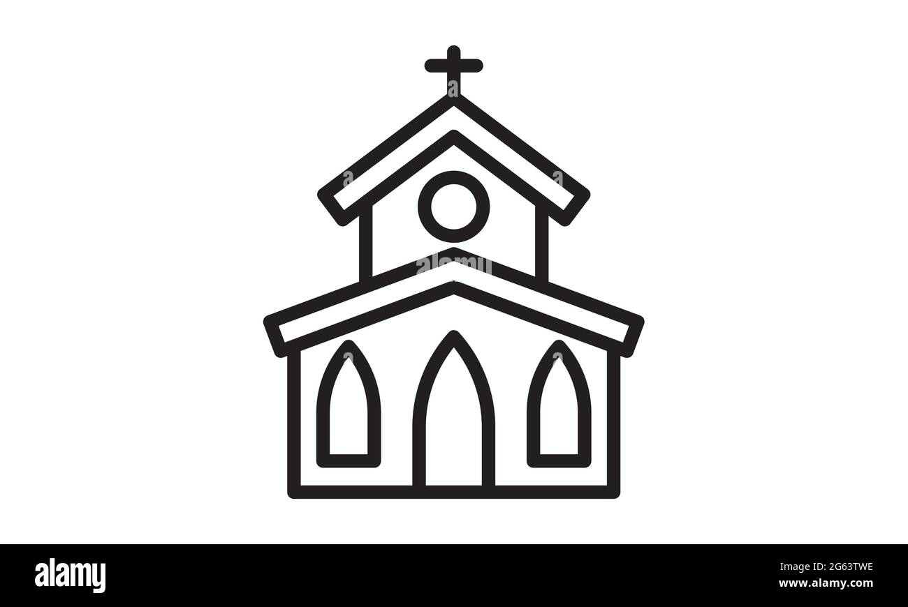 Kirche Gebäude Linie Symbol, Kontur Vektor-Zeichen, lineare Piktogramm isoliert auf weiß. Logo-Illustration Stock Vektor Kirche Gebäude Linie Symbol, Kontur Vektor-Zeichen, lineare Piktogramm isoliert auf weiß. Logo-Illustration Stock Vektor