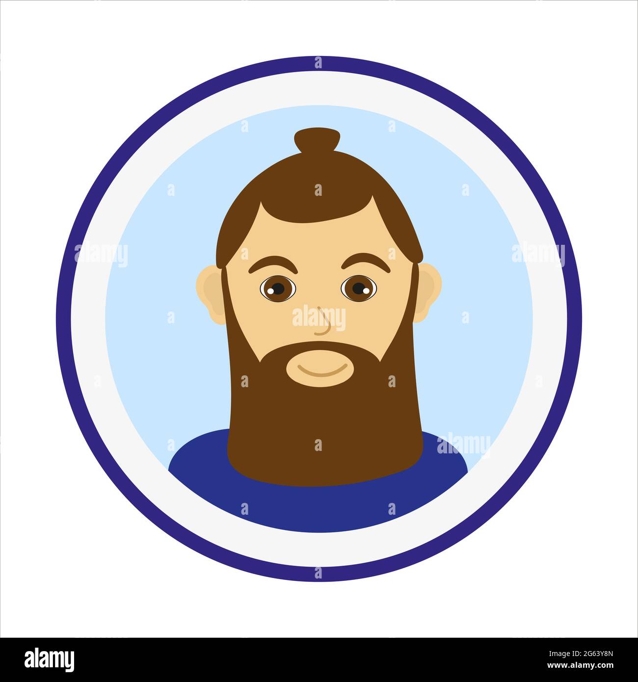 Männliches Gesicht. Mann-Avatar auf blauem Hintergrund. Stock Vektor