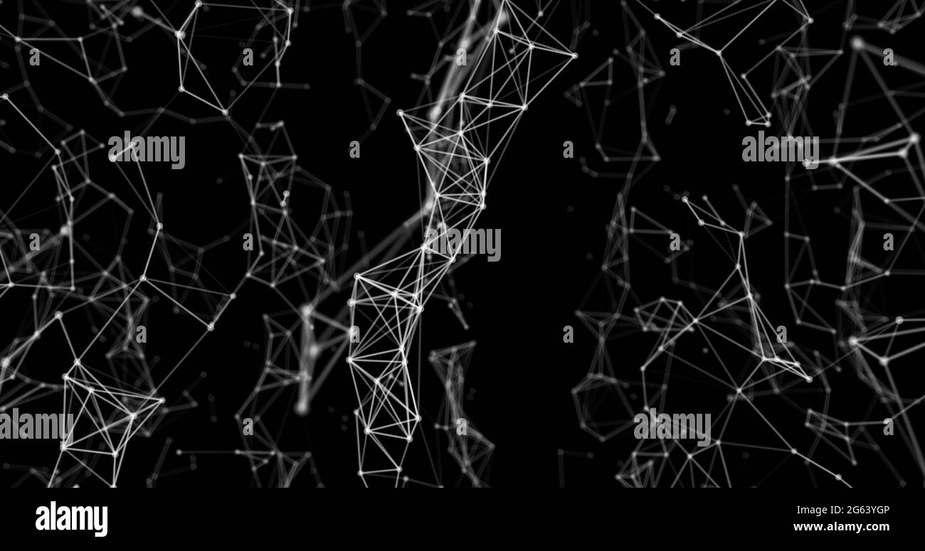 Netzwerk von Verbindungen vor schwarzem Hintergrund Stockfoto