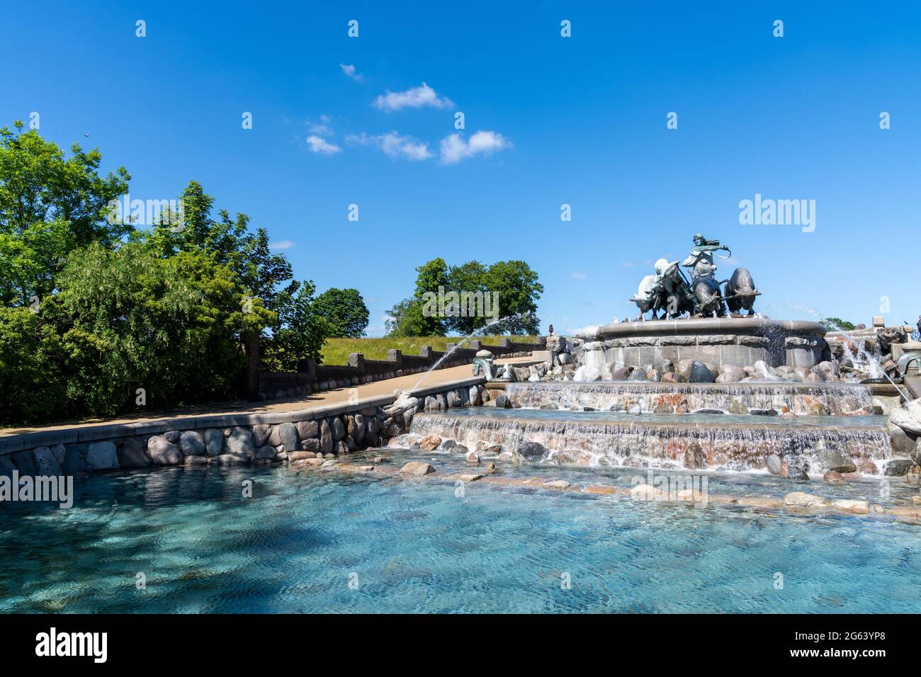 Kopenhagen, Dänemark - 13. Juni 2021: Der Gefionspringvandet-Brunnen in der Innenstadt von Kopenhagen Stockfoto