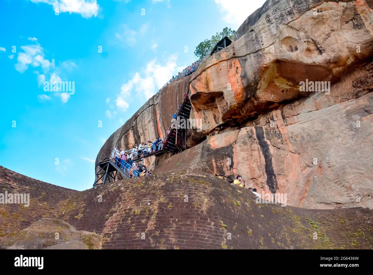 Felsenfestung Sigiriya 5. Tanzschrift ruinierte Burg, die die Unesco als Weltkulturerbe In Sri Lanka aufgeführt ist Stockfoto