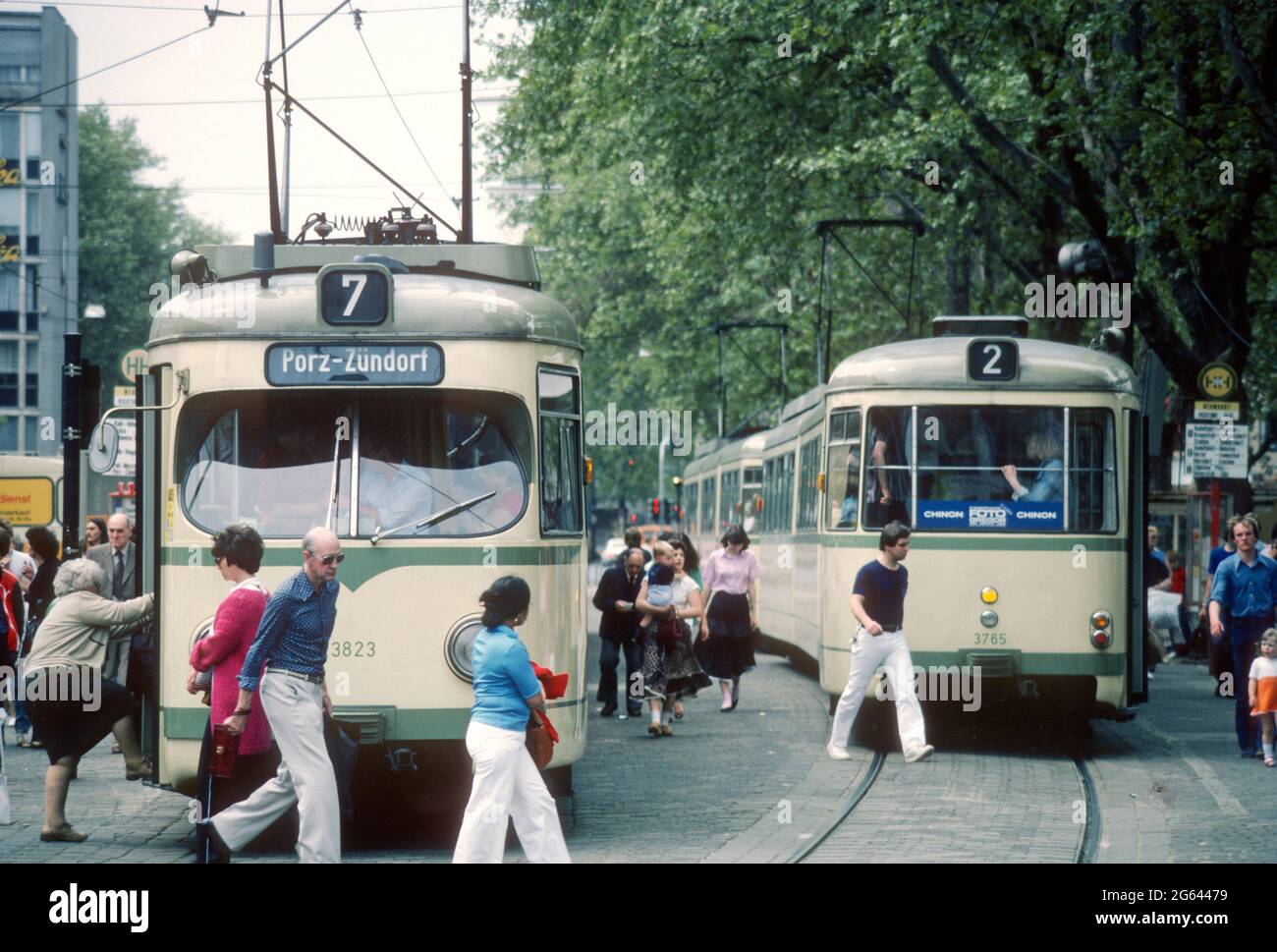 Straßenbahnen am Neumarkt 1981, Köln, Nordrhein-Westfalen, Deutschland Stockfoto