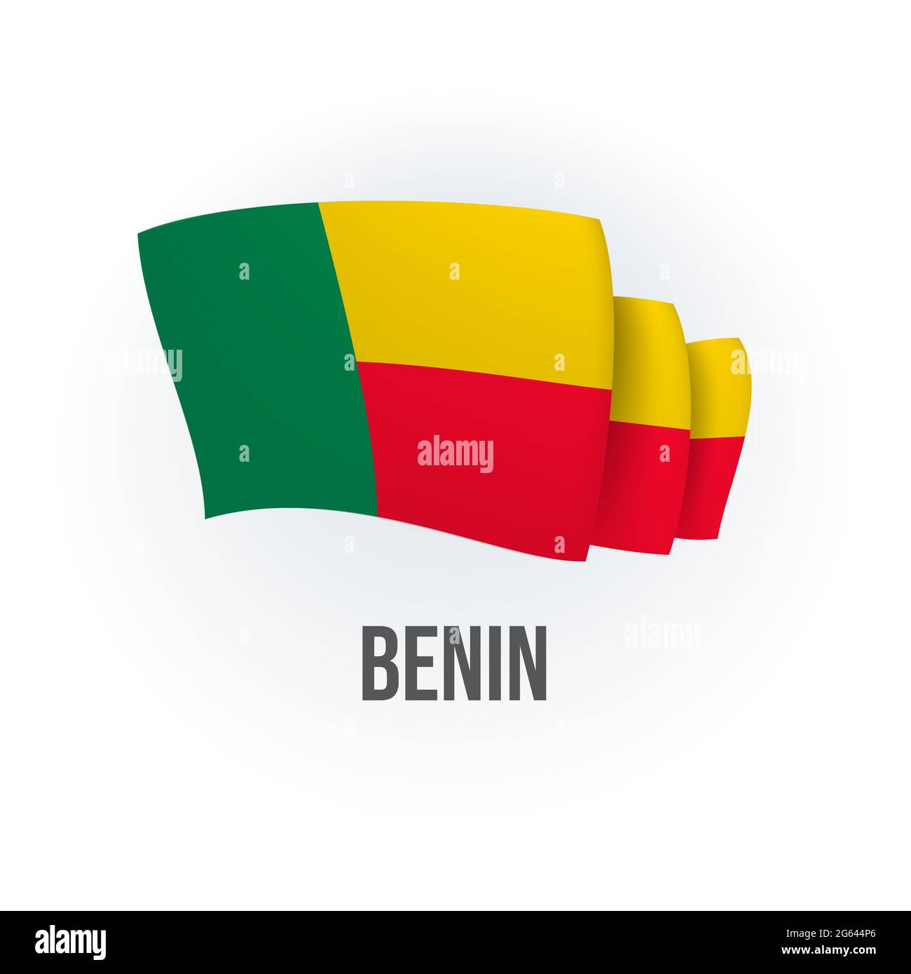 Vektorflagge von Benin. Beninese winkende Flagge. Vektorgrafik. Stock Vektor