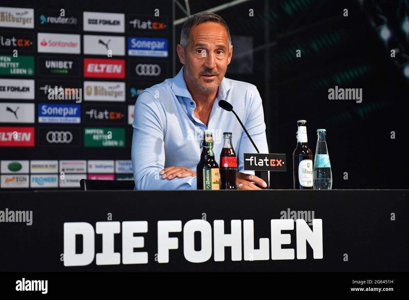 Nordrhein-Westfalen, Mönchengladbach. 02. Juli 2021: Fußball, 1. Bundesliga, Saison 2021/22, Borussia Mönchengladbach, Pressekonferenz: Neuer Trainer Adi Hütter. Foto: Revierfoto/dpa Kredit: dpa picture Alliance/Alamy Live News Stockfoto