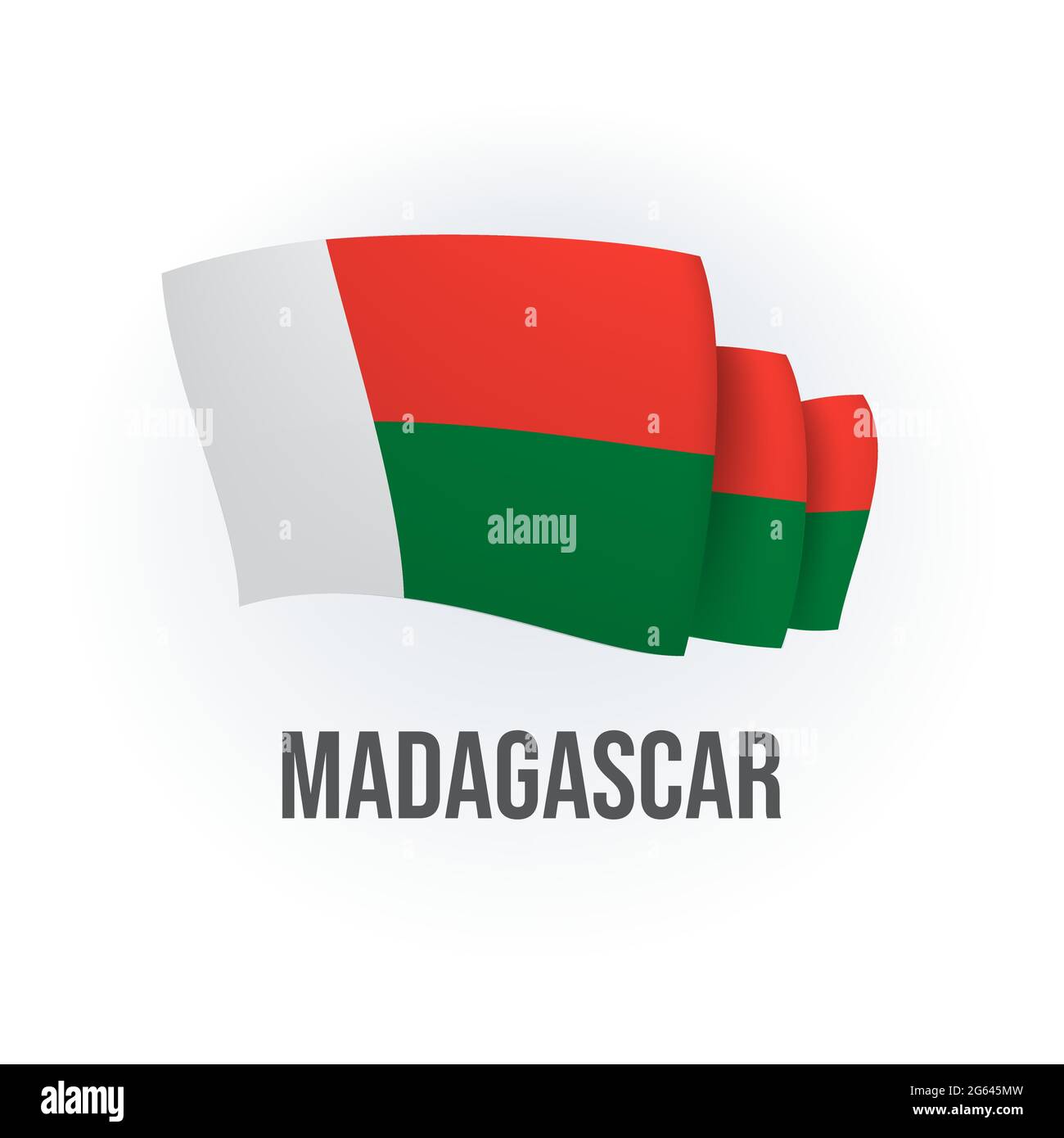 Vektorflagge von Madagaskar. Madagassisch winkende Flagge. Vektorgrafik. Stock Vektor