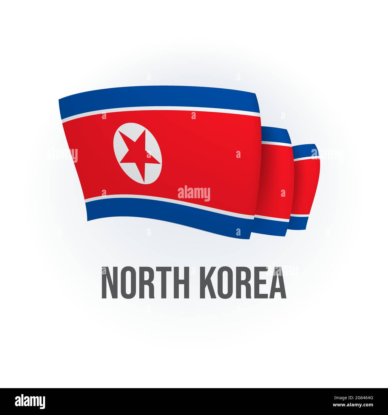 Vektorflagge von Nordkorea. Nordkoreanische Flagge schwenkt. Vektorgrafik. Stock Vektor